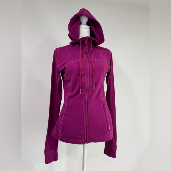 Lululemon Hooded Define Jacket Zip Front Logo Fuschia Women Sz 8 - Picture 2 of 15